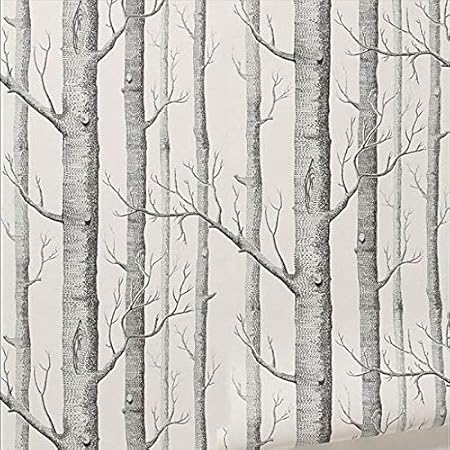 baporee Schwarz-weiße Birken-Baum-Tapete für Schlafzimmer-modernes