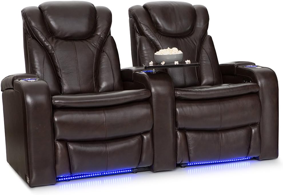 Barcalounger Solaris Leather Power Recline Home Theater Seating Chairs (Row of 2, Brown)