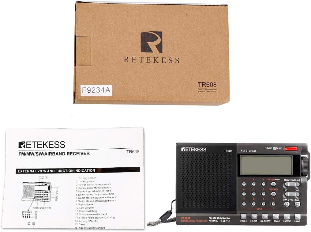 Retekess TR608 Shortwave Radio with Best Reception, Portable Radio Battery Operated, Digital Radio with DSP Chip and Air Band for Traveller(Black): Home Audio & Theater