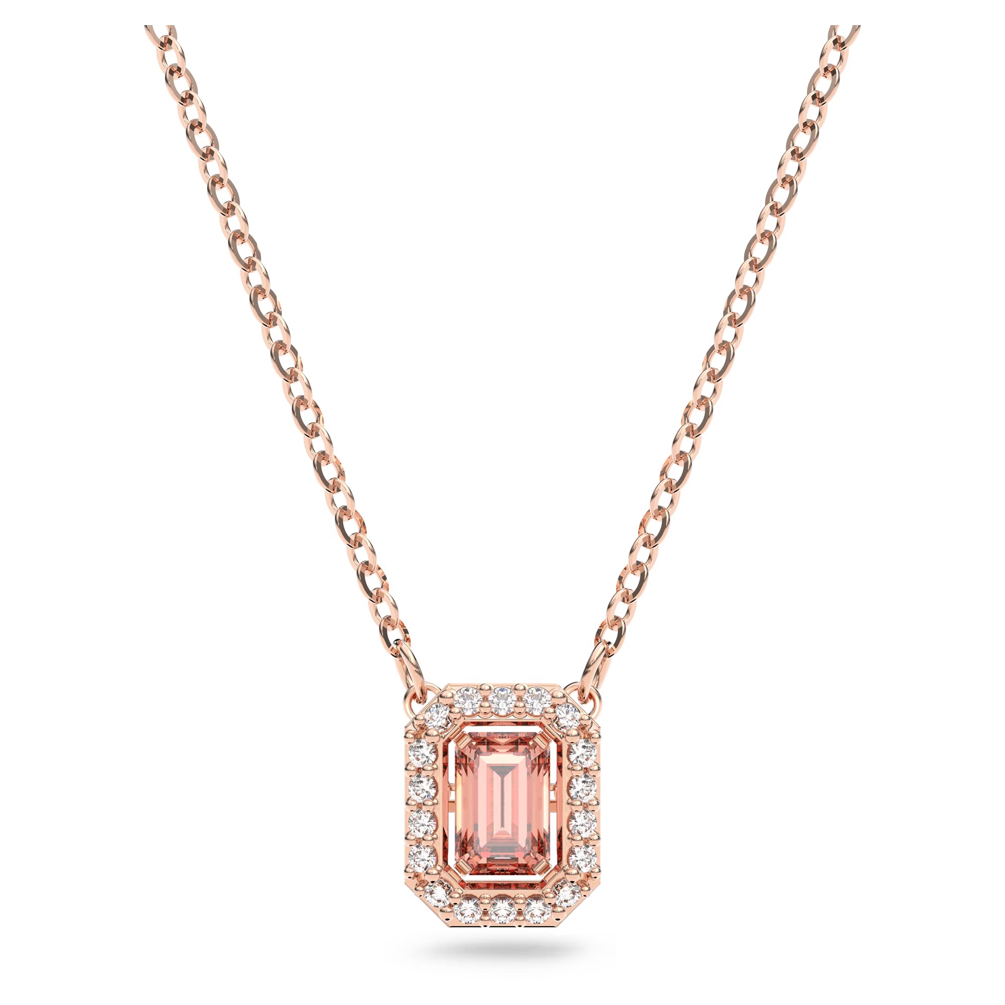 Swarovski Pink Pendant Necklace, Pink Octagon Cut Crystal in Rose Gold Toned Plated Setting, from the Millenia Collection — image 1