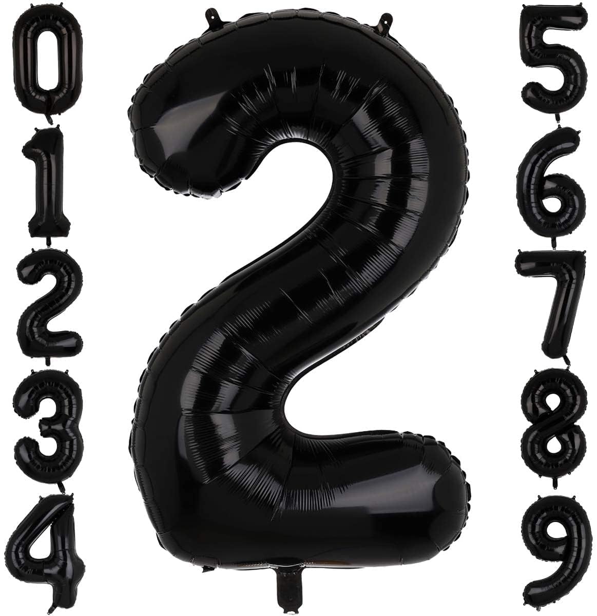 Large Foil Number 2 Balloons Black Big Mylar Helium Balloon Birthdays Party Decorations Supplies 40 Inch