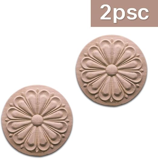 Xiuxiu 2pcs De Madera Grande De Goma Tallada Esquina Onlay