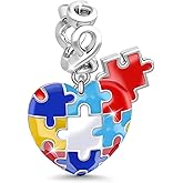 GNOCE Rose Gold Heart Charms for Bracelet/Necklace 925 Sterling Silver Infinity Autism Awareness Pendant Charms for Women Valentine's Day Jewelry Gift (1Heart)