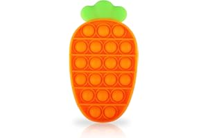 ZALMOXE POP Fidget Toys Finger Push Bubble Fidget Sensory Toy for Autistic Children Stress Anxiety Relief Simple Dimple Autism Special Squeeze Fun Silicone Gifts for Adult Kids (1,Carrot)