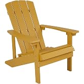 Flash Furniture Charlestown Commercial Grade Indoor/Outdoor Adirondack Chair, Weather Resistant Durable Poly Resin Deck and Patio Seating, Yellow