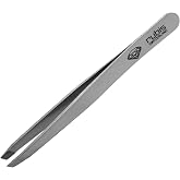 Rubis Classic Diamond Coated Tip, Stainless Steel Slanted Tweezers for Precise Eyebrows and Hair Removal, The Precious Stone Collection,1K102DT, Polished Silver