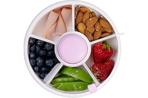 GoBe Kids Small Snack Spinner Flip Bundle with Hand Strap and Sticker Sheet - Reusable Snack Container with 5 Compartment Dispenser and Lid | BPA/PVC Free | Dishwasher Safe | No Spill - Taro Purple