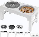 Polegas 3-in-1 Elevated Dog Bowl Stand with Slow Feeder White