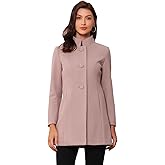 Allegra K Women's Winter Overcoat Mid-Long Stand Collar Single Breasted Coat Outerwear