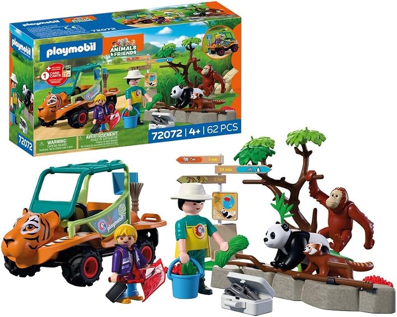 Playmobil Animals & Friends Zookeeper with Vehicle 72072 Tiger Head Design