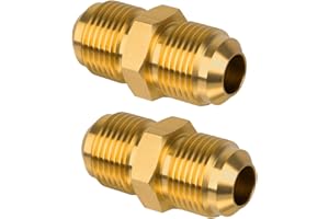JUWO 3/8" Flare x 3/8" Flare Brass Tube Fitting, Union Coupling, Gas Adapter, Durable Brass Pipe Connector, 2 Pack
