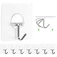 JINSHUNFA Wall Hooks 13lb(Max) Transparent Reusable Seamless Hooks,Waterproof and Oilproof,Bathroom Kitchen Heavy Duty Self A
