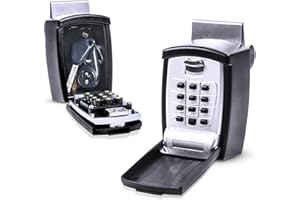 KeyGuard SL-591 Car Window Punch Button Lock Box, Black- Portable Key Storage Vault LockBox Fits House Keys, Car Keys, Fobs, Credit Cards/IDs + | Rideshare Keypad Safe Box, Digital Push Button Lock