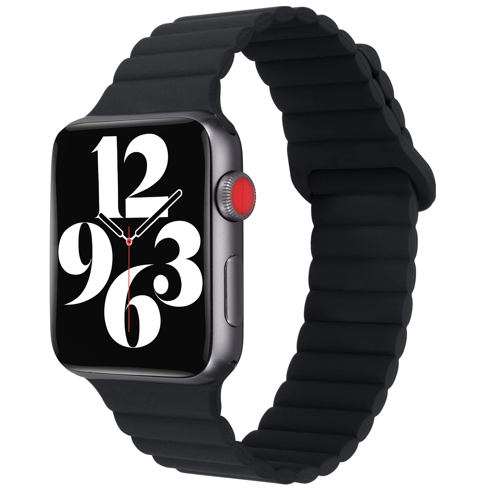 SEURE Compatible with Apple Watch Strap 45mm 44mm 42mm 41mm 40mm 38mm, Women Men Skin-friendly Silicone Watch band with Magnetic for Series 8/7/6/5/4/3/2/1/SE(Black,38/40mm)