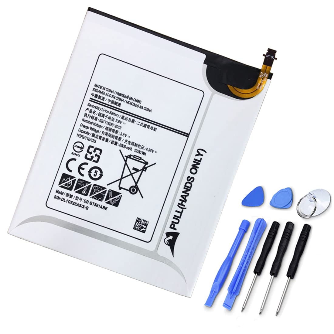 XITAIAN 3.8V 19Wh 5000mAh EB-BT561ABE Replacement Battery for Samsung Galaxy Tablet Tab E T820 T825 T560 SM-T560 T565 T561 with Tools