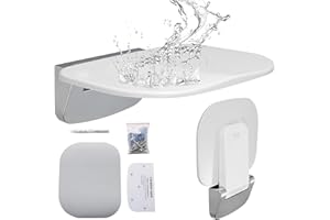 VEVOR Urea-formaldehyde Folding Shower Seat, 13.6'' x 12.8'' Unfolded, Wall Mounted Fold Up Shower Bench with 450 lbs Load Ca
