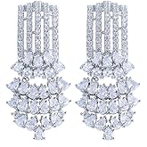 Luxury Cubic Zirconia Chandelier Drop Long Dangle Engagement Wedding Bridal Party Earrings For Women