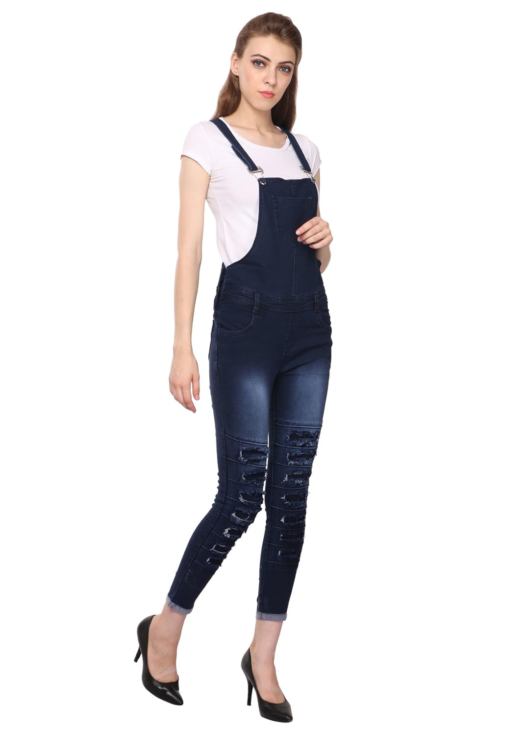 manash fashion women denim dungaree blue