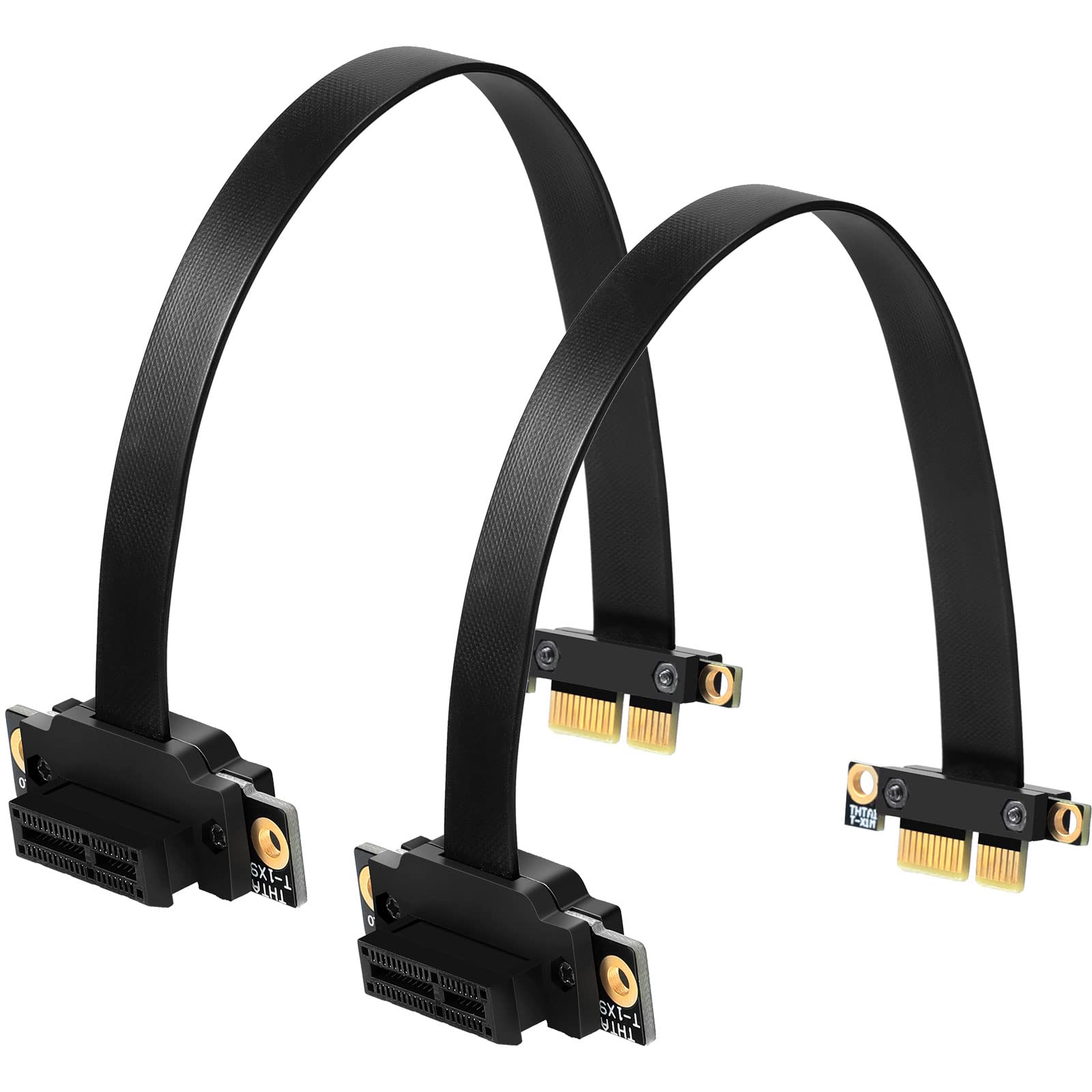 Photo 1 of 2 Pieces PCI E PCI Extension Cable PCIE Riser 1X Express 36pin with Gold Plated Connector, 90 Degree, 20 cm