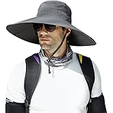 HUAMULAN 6" Super Wide Brim Sun Hats, Men and Women Bucket Hat for Fishing Hiking Garden Lawn Work Safari Camping Outdoor