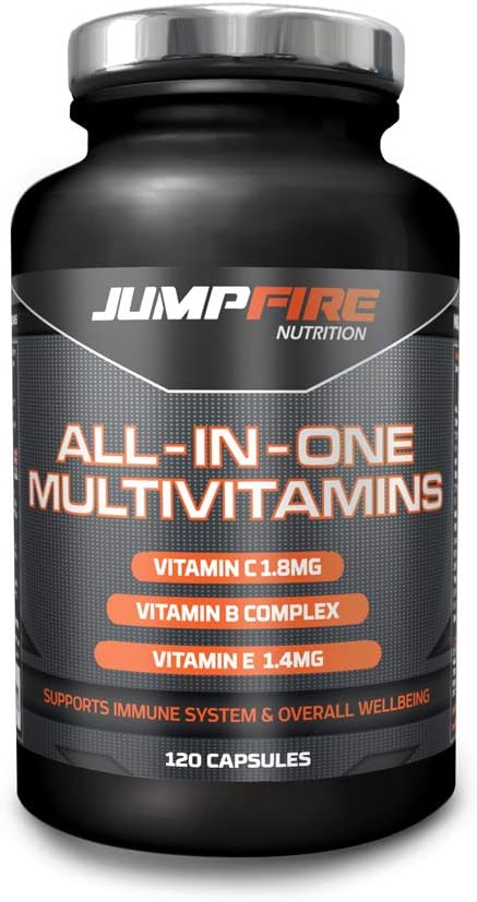 Jumpfire Nutrition Multivitamin Tablets Vitamins Multiminerals, Ingredients which Contribute to The Reduction of Tiredness and Fatigue, Normal Function of The Immune System & Many More, 120 Tablets