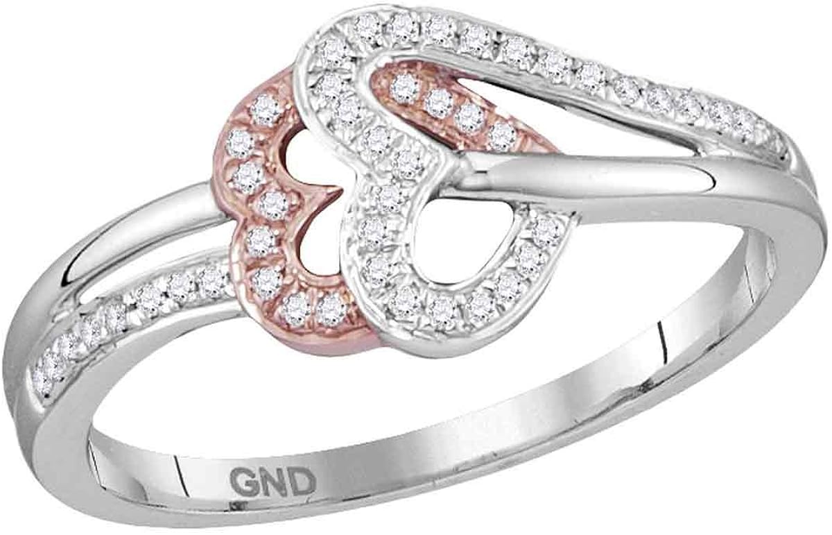 Sonia Jewels Size 7-10k Two-Tone Rose Gold Round Diamond Heart Love