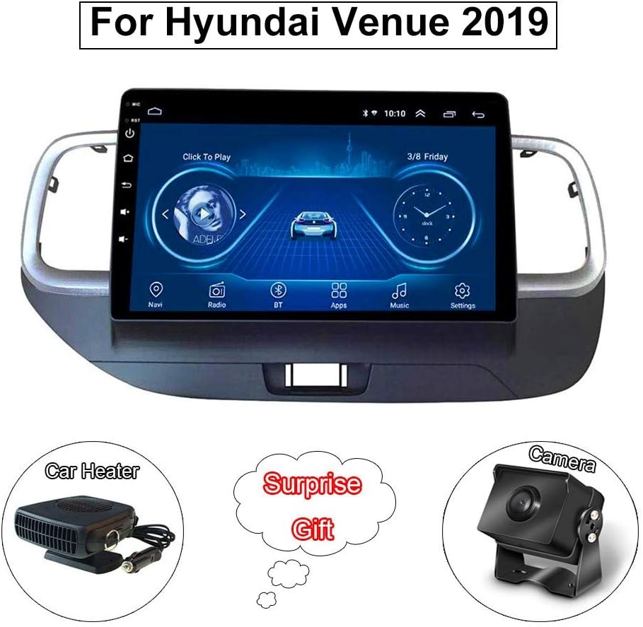 XMZWD 10.1 Inches HD Touch Screen Car GPS Navigation Android 8.1 Car Entertainment Multimedia Radio, For Hyundai Venue 2019 Support WiFi/Bluetooth (Contain Camera/Car Heater)