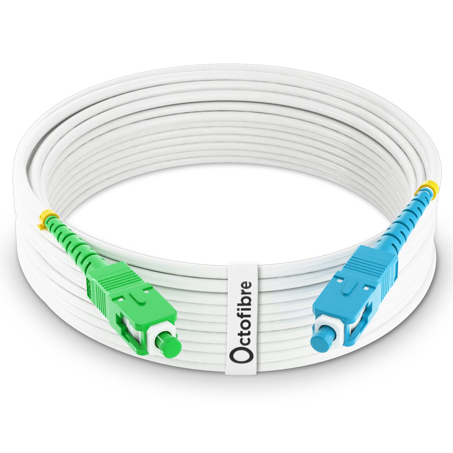 Octofibre - Freebox Fibre Optic Cable - 10 m - Reinforced with Kevlar Shielding - Fibre Optic Extension / Cable - SC APC to SC UPC - 10 Year Guarantee