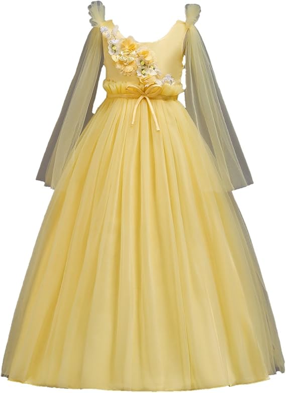 Amazon ピアノ発表会ウエディング子供ドレスフォーマル格安演奏会結婚式キッズドレスワンピース子供服 女の子 150 イエロー フォーマル 通販