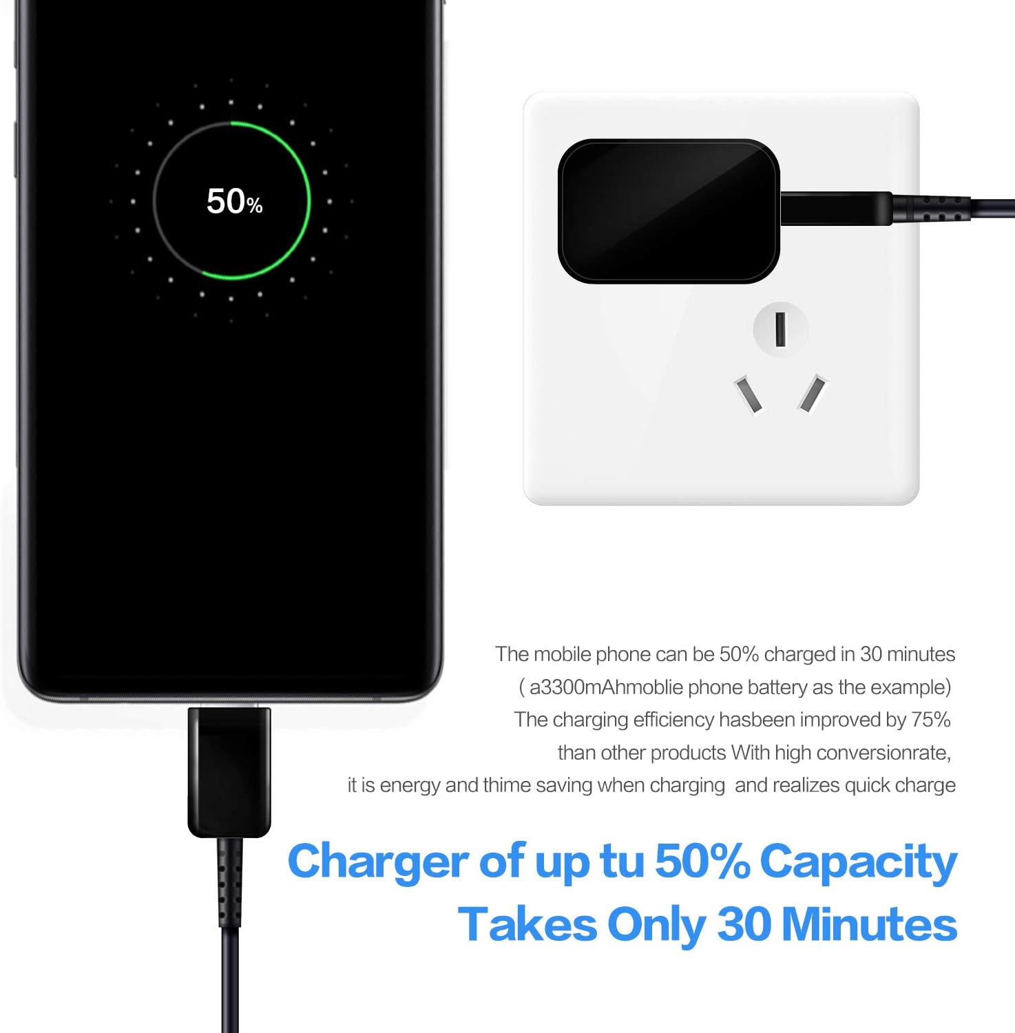Galaxy S9 Charger,Galaxy S8 Charger,for Samsung S8/S8plus/S9/S9plus/S10/S10plus/NOTE8/NOTE9/Note10/Note 10 pro USB C-Type Adaptive Fast Wall Charger [Includes: 1 Charging adapters +1C-Type Cables]: Home Audio & Theater