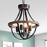 Lanpesting Farmhouse Chandelier, Modern Hanging Pendant Lighting, 4-Light Rustic Ceiling Light Fixture, Vintage Chandelier fo