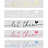 5pcs Let Them Car Rear View Mirror Decal, Vinyl Let Them Car Quote Sticker for Back Window Positive Rearview Mirror Label Accessories for Self Affirmation Mental Health Awareness Gift for Women