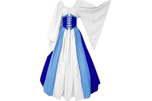 SHOPESSA Women's Plus Size Victorian Dress Flare Sleeve Off Shoulder Medieval Vintage Dresses with Corset Patchwork Ball Gown