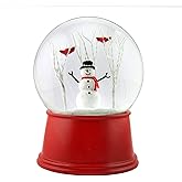 The San Francisco Music Box Company Snowman with Cardinals on a Tree Musical Snow Globe