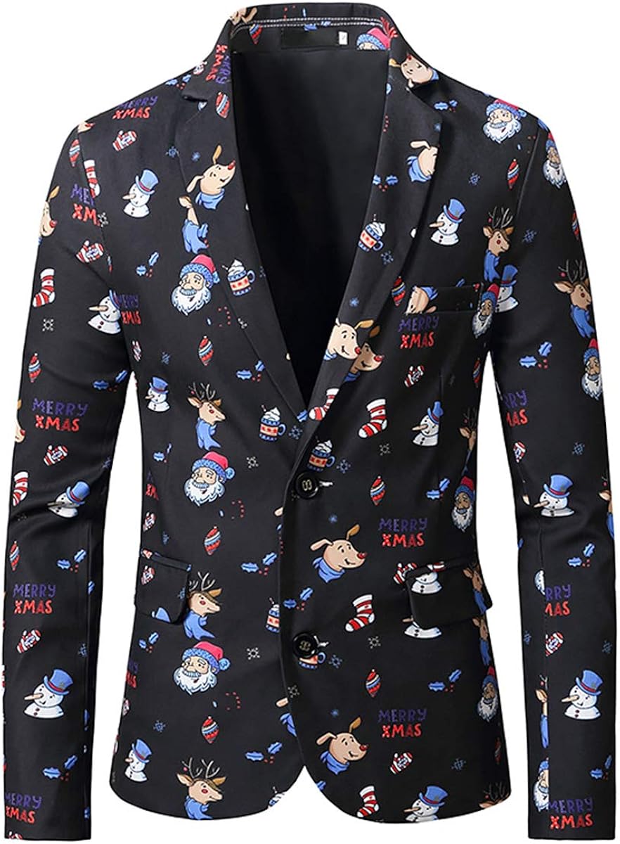 Mens Christmas Party Jacket Novelty Print Xmas Funny Suits Sweater Blazer Gift Amazon.ca