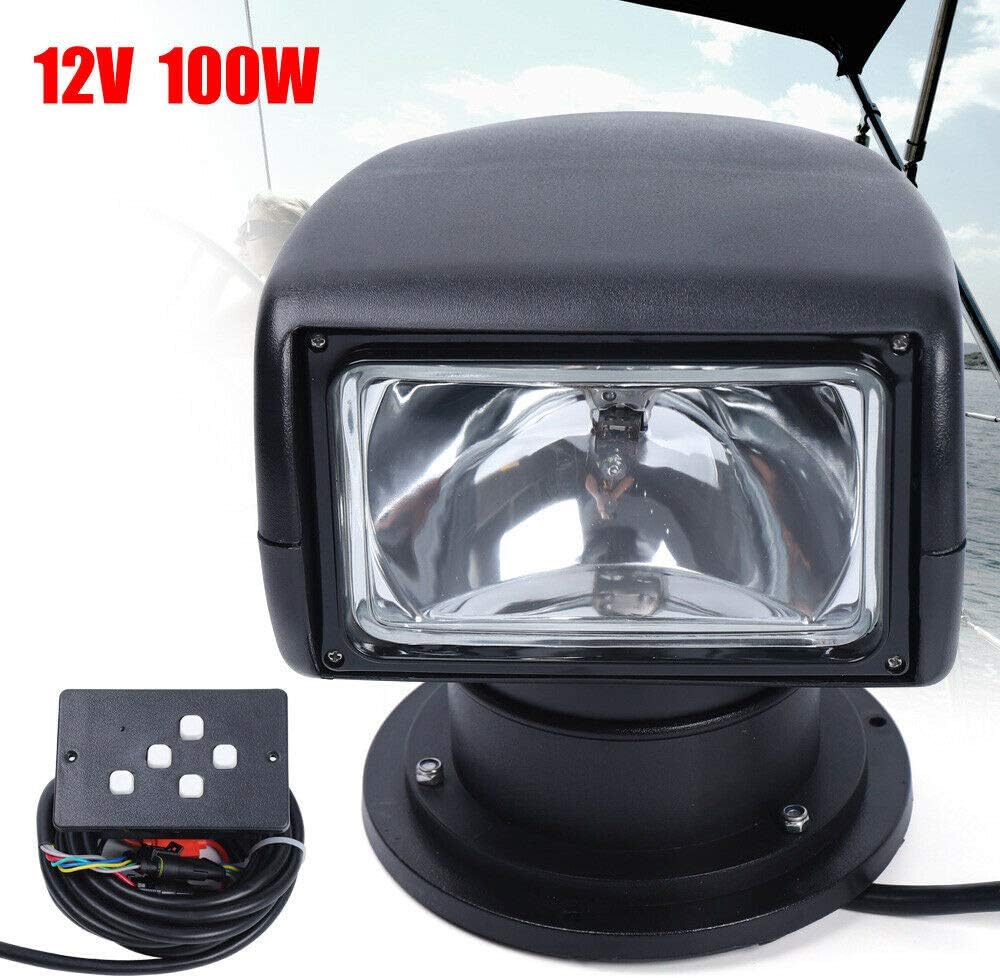 Boat Spotlights Searchlight 100W Marine Boat Remote Control Spotlight Outdoor Searchlight Wireless LED Halogen Searchlight Rotating Light (USA Stock) (Black) : Sports & Outdoors