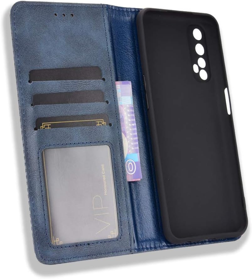 MingMing Wallet Case for Realme 7 Case, Retro Style Wallet Magnetic Cover with Credit Card Slots and Flip Stand - Image 3