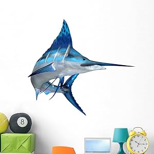 Wallmonkeys Blue Marlin Ocean Fish Wall Decal Peel and Stick Graphic (48 in H x 48 in W) WM74306