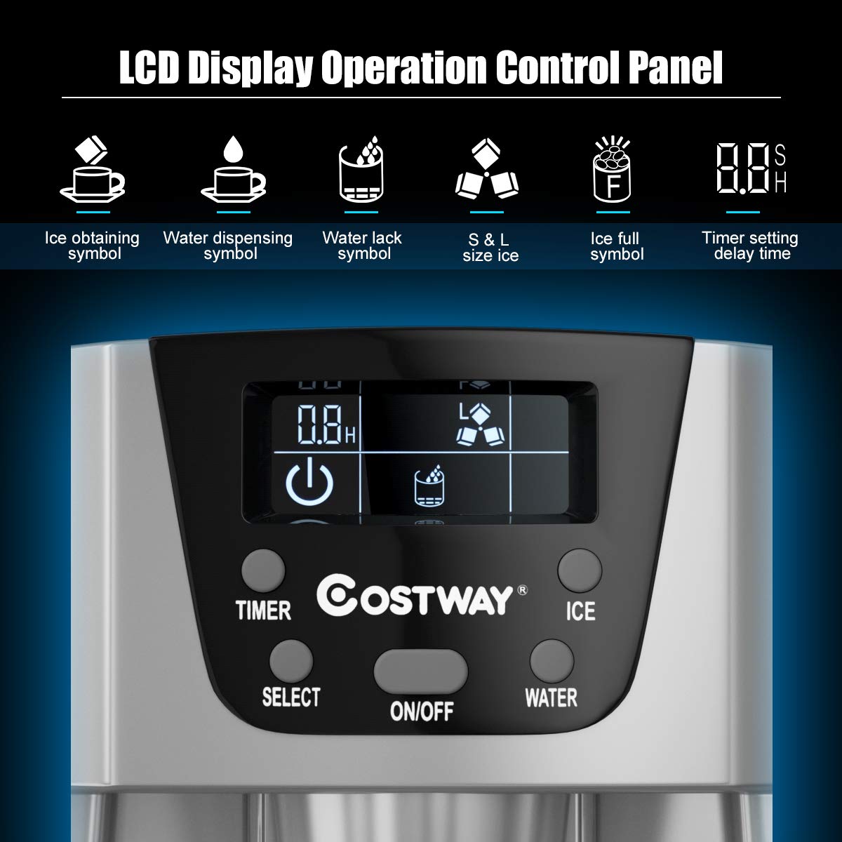 COSTWAY 2 in 1 Countertop Ice Maker with Builtin Water Dispenser, Produces 36 lbs Ice in 24