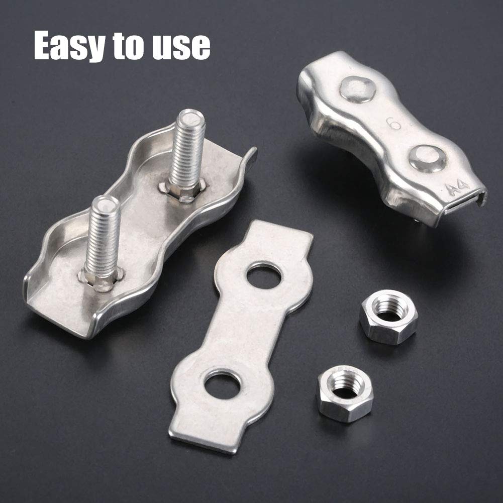 INTVN 18 Pieces M4 Wire Rope Clips, 304 Stainless Steel Duplex Wire