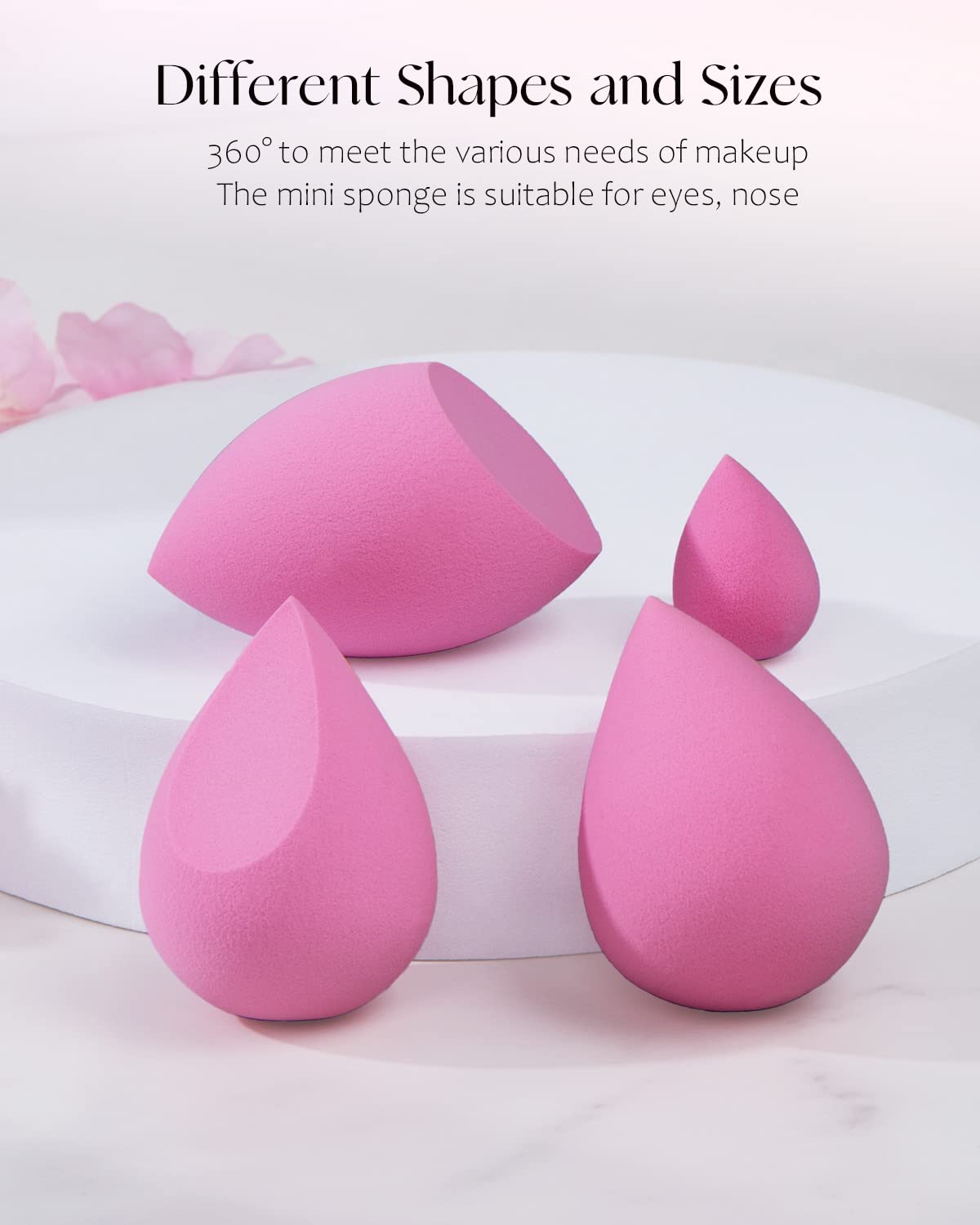 8Pcs Makeup Sponges Set- 7Pcs Beauty Sponge Blenders and 1 Bottle 1 Holder for Blending Foundation, Cream and Powder (Light Pink-Can Packaging)