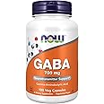 NOW Supplements, GABA (Gamma-Aminobutyric Acid) 750mg, Neurotransmitter Support*, 100 Veg Capsules