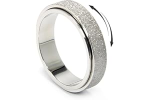 OREILLESTAR Titanium Stainless Steel Anxiety Ring for Women Men Fidget Spinner Ring, Size 6-12, Width 6MM, 5-Color: Rose Gold-Rainbow-Silver-Black-Blue