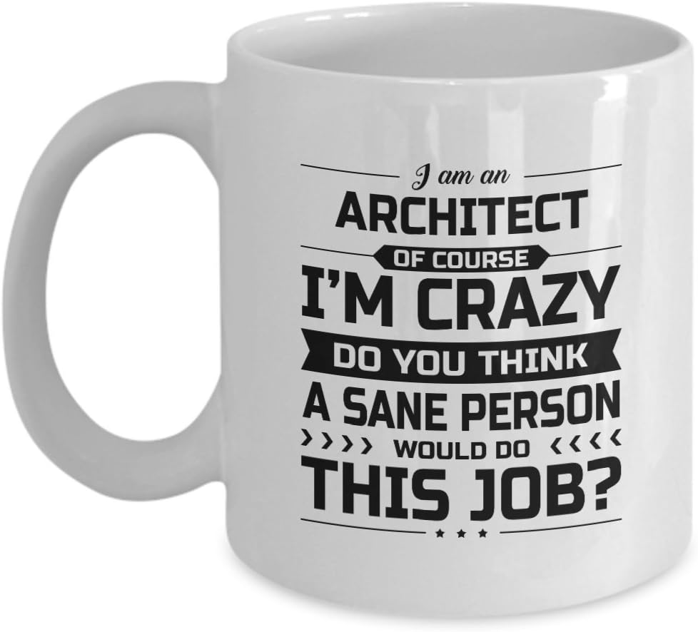 Architect Mug - I&rsquo;m Crazy Do You Think A Sane Person Would Do This Job - Funny Novelty Ceramic Coffee & Tea Cup Cool Gifts for Men or Women with Gift Box