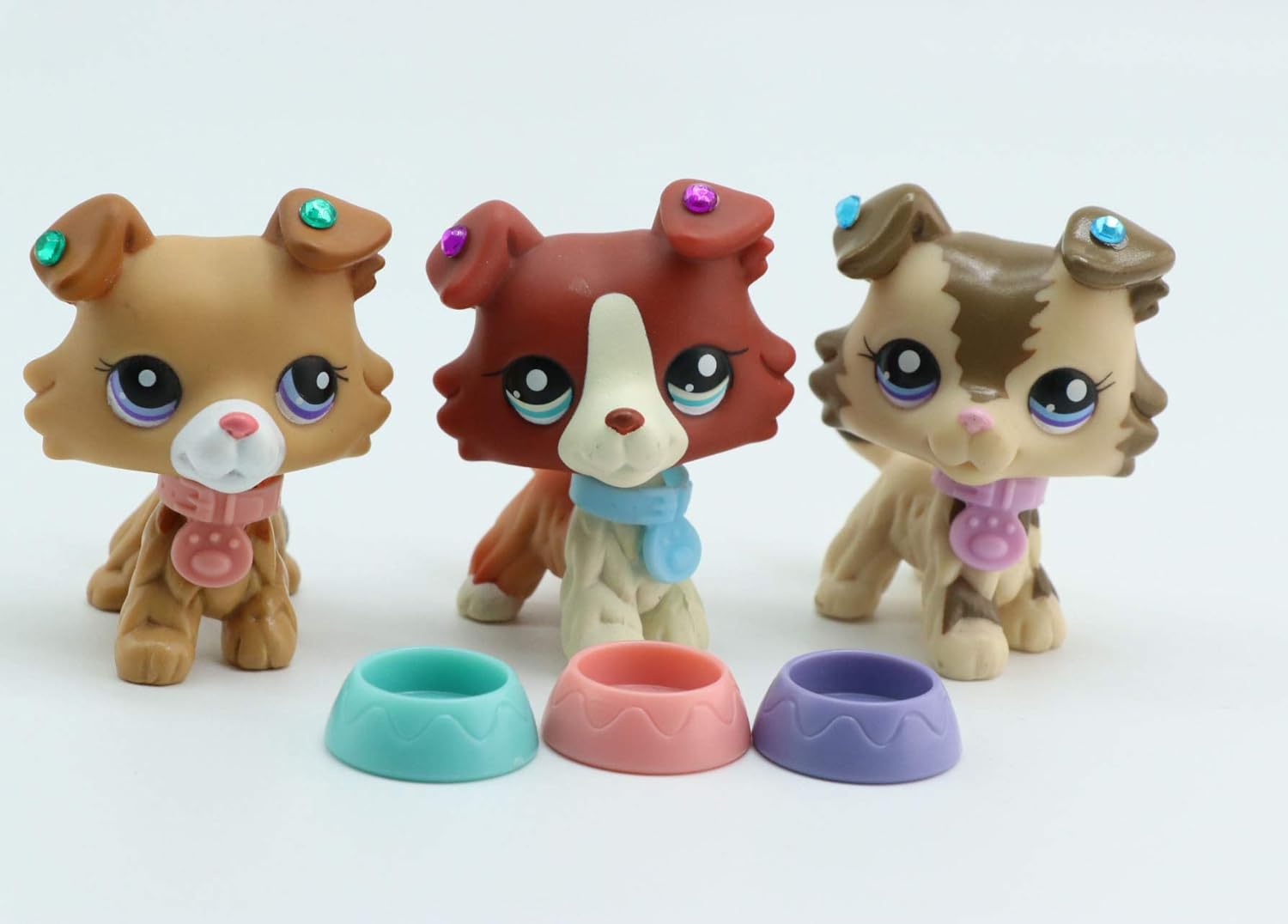 LPS Collie Set of 3 2452 1542 2210 Dogs Puppy Lot with