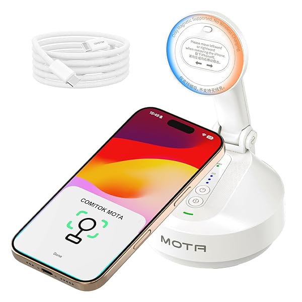 COMITOK MAGNETIC AUTO FACE TRACKING STAND TRIPOD MOTA FOR IPHONE FOLLOWS YOUR MOVEMENT HANDS-FREE VIDEO RECORDING WITH 360 DEGREE HOLDER FOR LIVESTREAMING, VLOG, SUPPORT TIKTOK, YOUTUBE – WHITE
