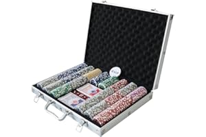 THUNDERBAY 500 Clay Composite Poker Chips Set with Aluminum Case, Two Decks of Playing Cards, Dealer and Blind Button&5 Dices for Poker, Texas Hold'em, Blackjack, Casino Games at Home