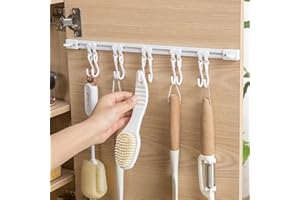 Multifunctional Slide Rail Hook,Kitchen Utensil Hanging Rack Wall Mounted Hanger,Space Saving Utensil Holder with 10 Hooks,Sl