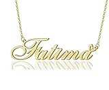 AOLO Fatima Heart Name Necklace 18k Gold Plated