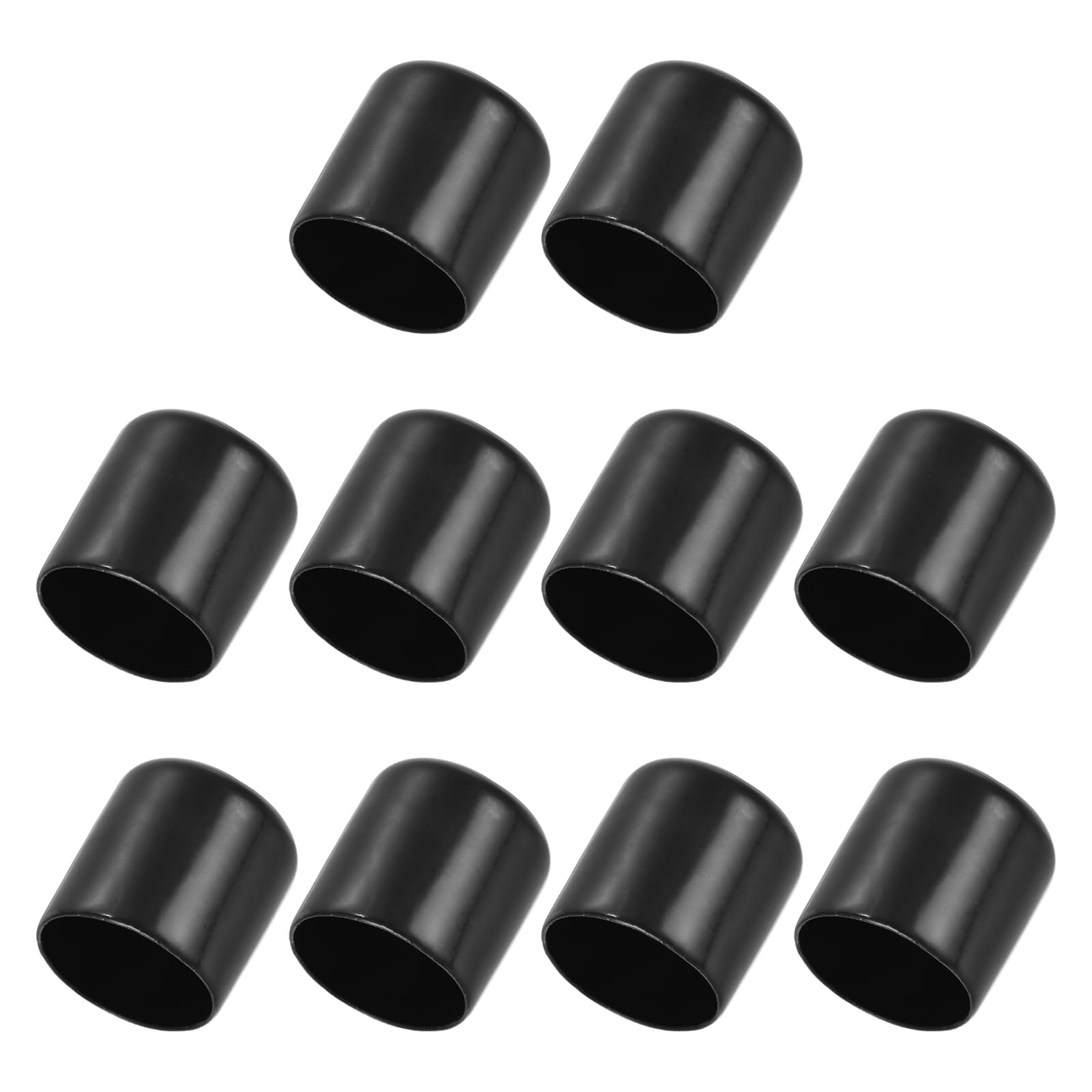 PATIKIL 28MM Vinyl Rubber End Caps, 10 Pack Flexible Bolt Screw Covers Caps Round Thread Protector Caps for Metal Tubing Rod Bolts, Black